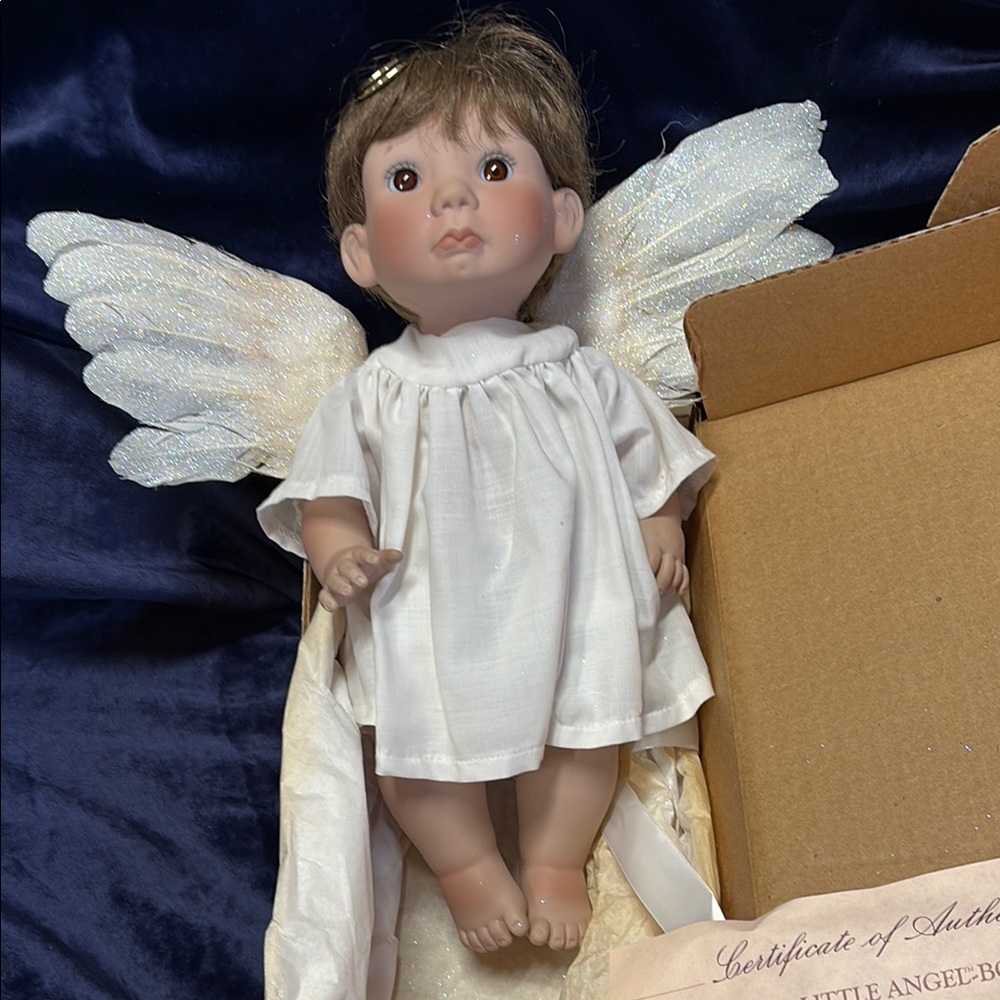 Little Angel Boy Doll with White Dress and Wings Lee Middleton